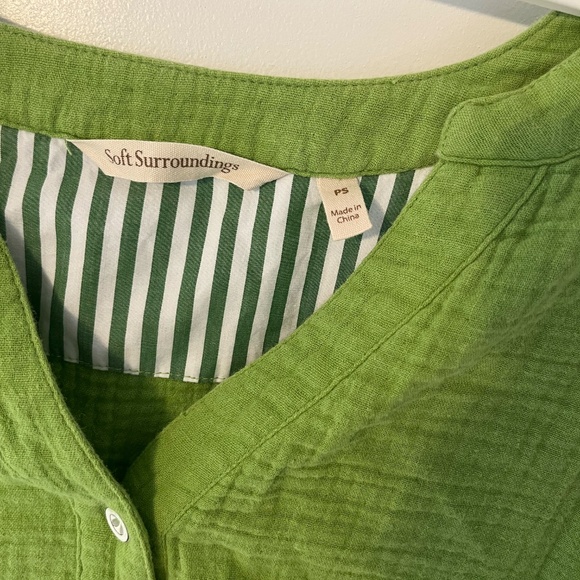 Soft Surroundings Santorini Green Gauze 100% Cotton Tunic Size Travel Casual PS - Picture 5 of 10